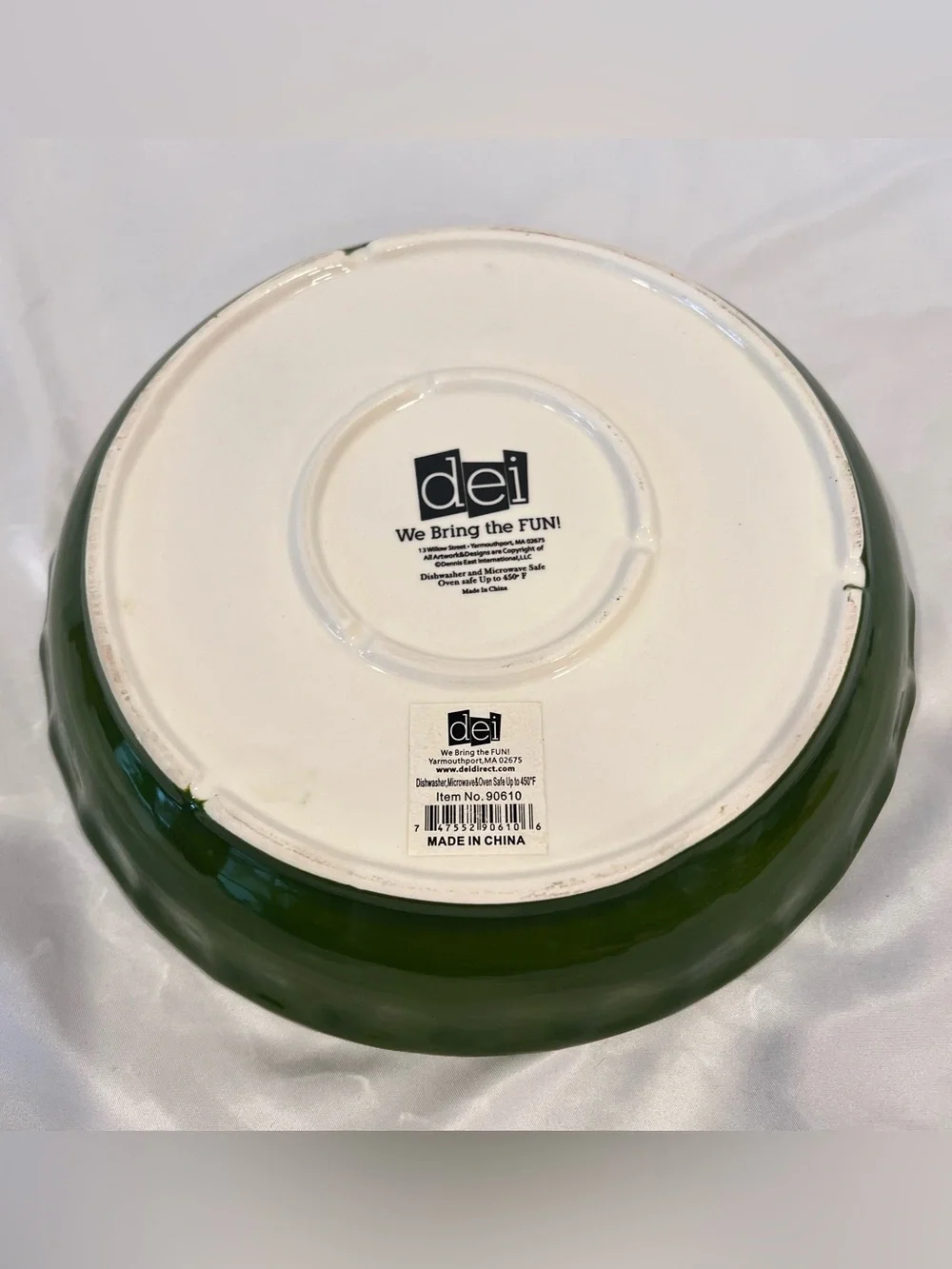 DEI Apple Pie Recipe Ceramic Pie Plate Green Scalloped Cottagecore Kitchen